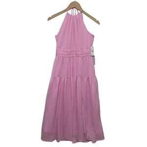 ASTR The Label Pink Tiered Gauze Halter Dress Womens Size Small NWT $138